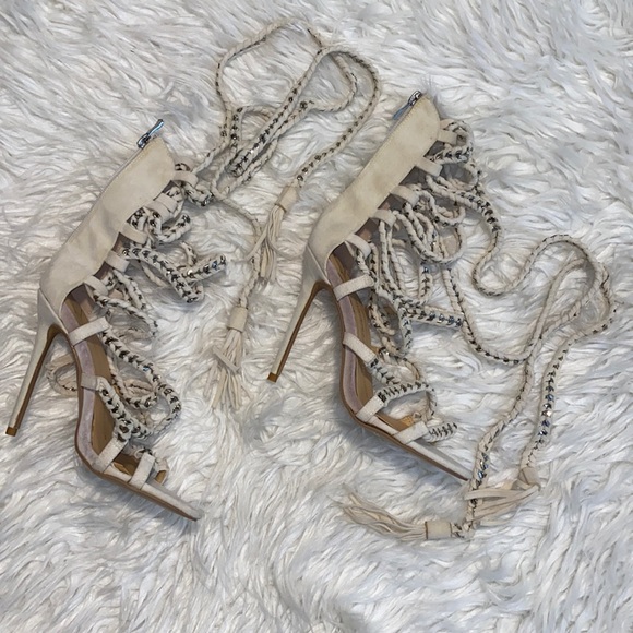 Gladiator sandal heels with thick chain rope strap - Picture 2 of 4